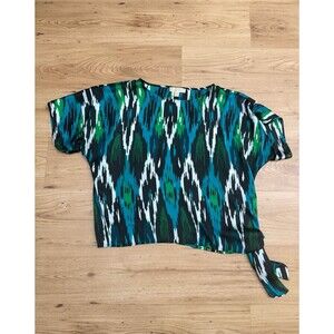 Michael Kors Teal and Green Abstract Shirt